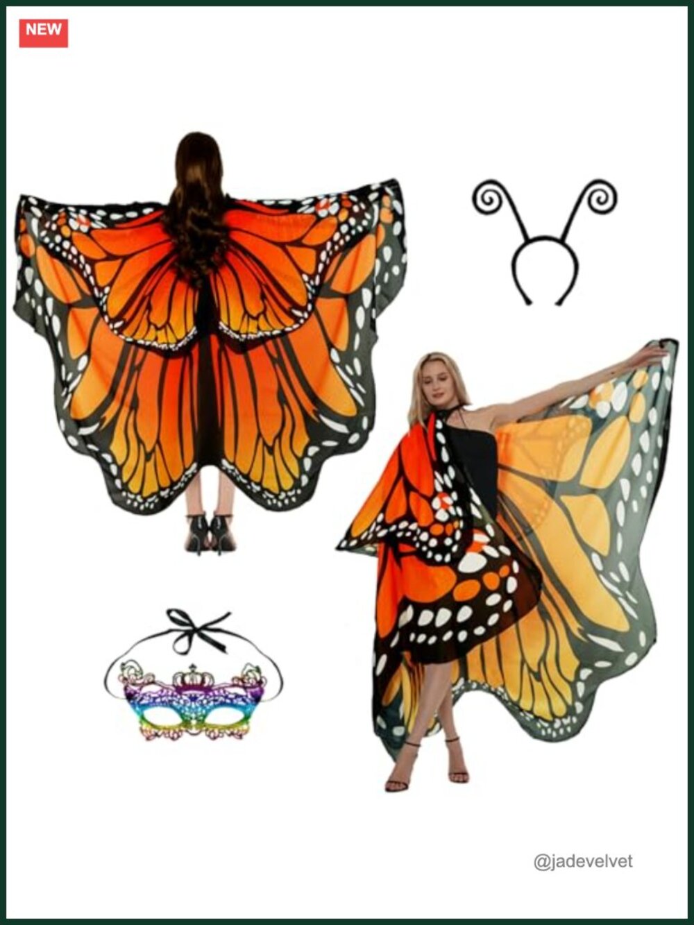 Butterfly Costume Cape Wings Adult Women Halloween Monarch Cosplay